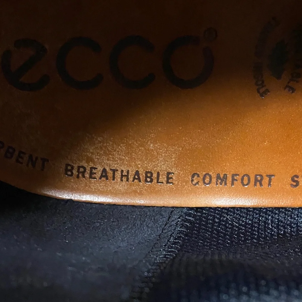 Ecco Men's Rich Brown Leather Hiking /Track Shoes 44 Goretex Breathable